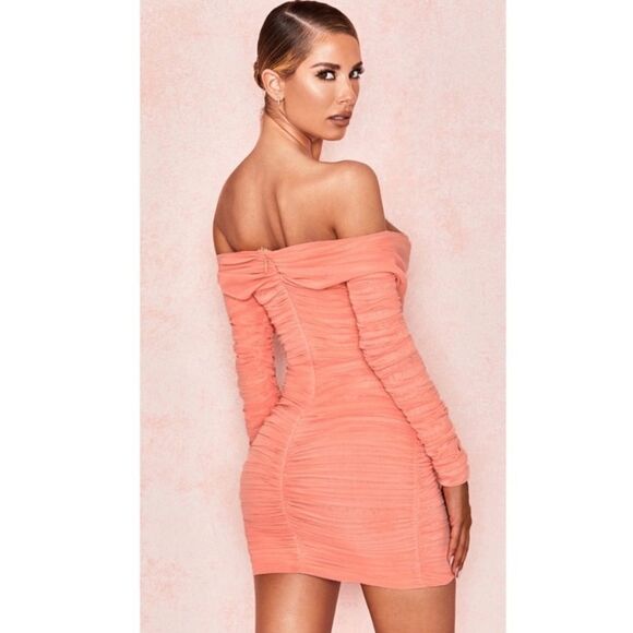 House of CB Felicity Mini Peach Pink Dress Size L - Picture 5 of 17